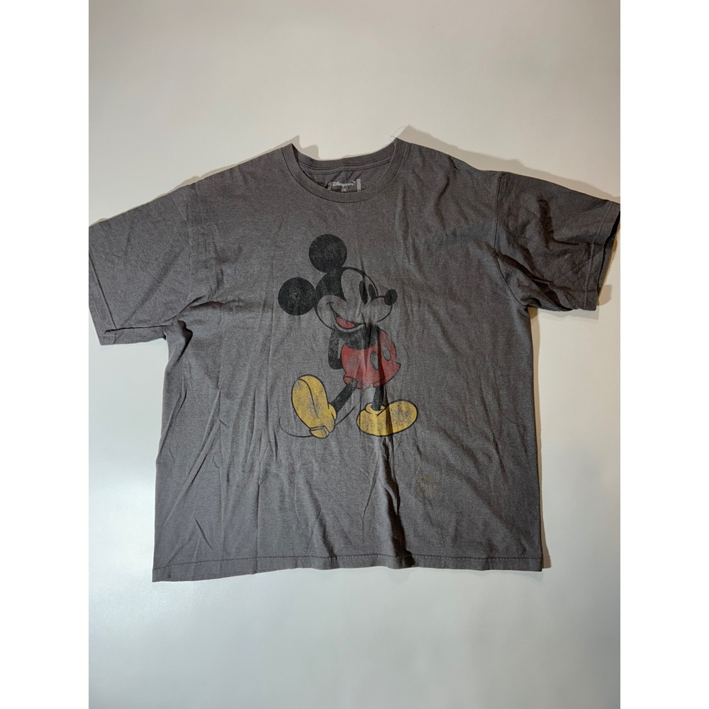 Disney Store Mickey Mouse Graphic Tee Mens 3XL Gray Good Distressed Short Sleeve